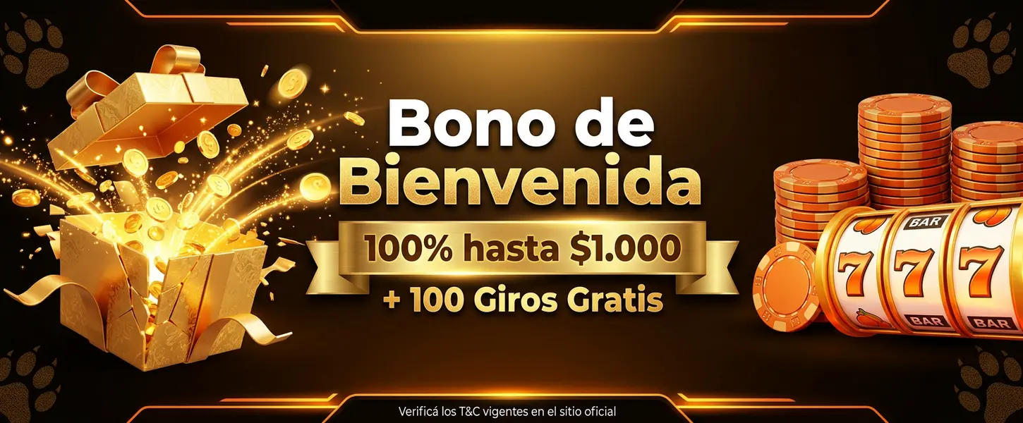Bono de bienvenida Casino Tiger - 100% hasta $1.000 más 100 Giros Gratis