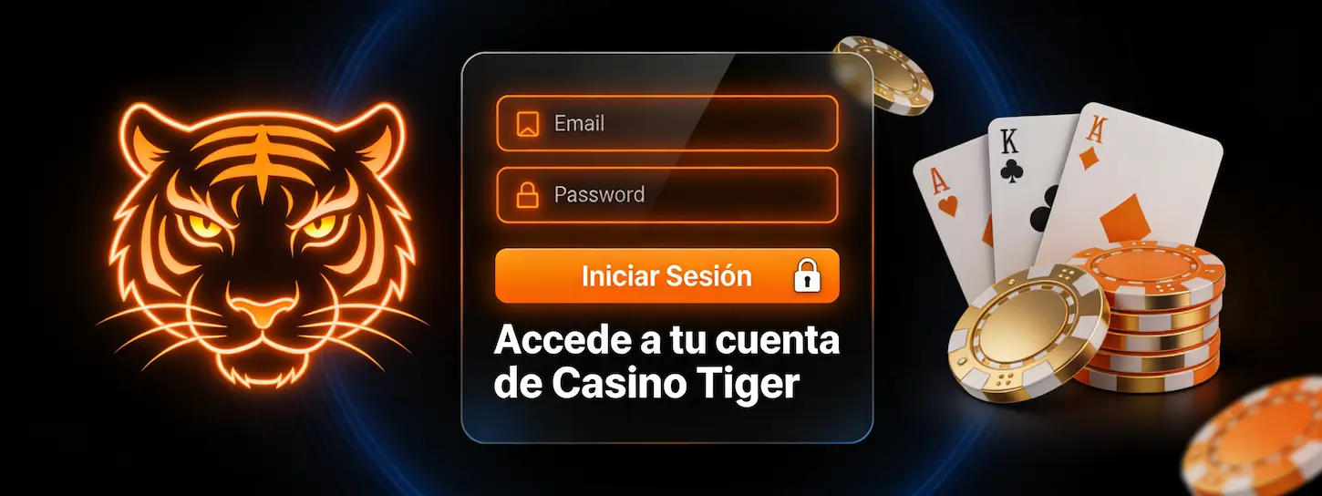 Pantalla de inicio de sesión de Casino Tiger con acceso seguro y rápido para jugadores de Argentina.
